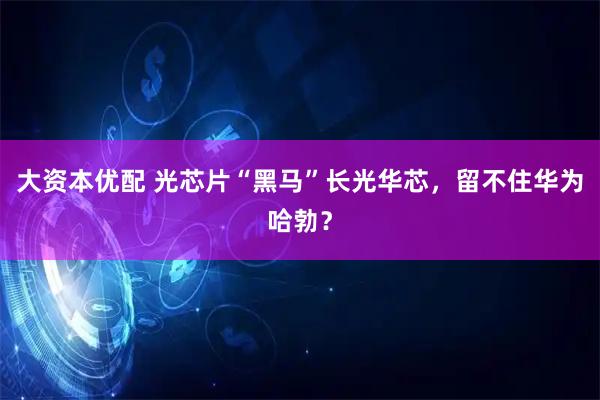 大资本优配 光芯片“黑马”长光华芯，留不住华为哈勃？